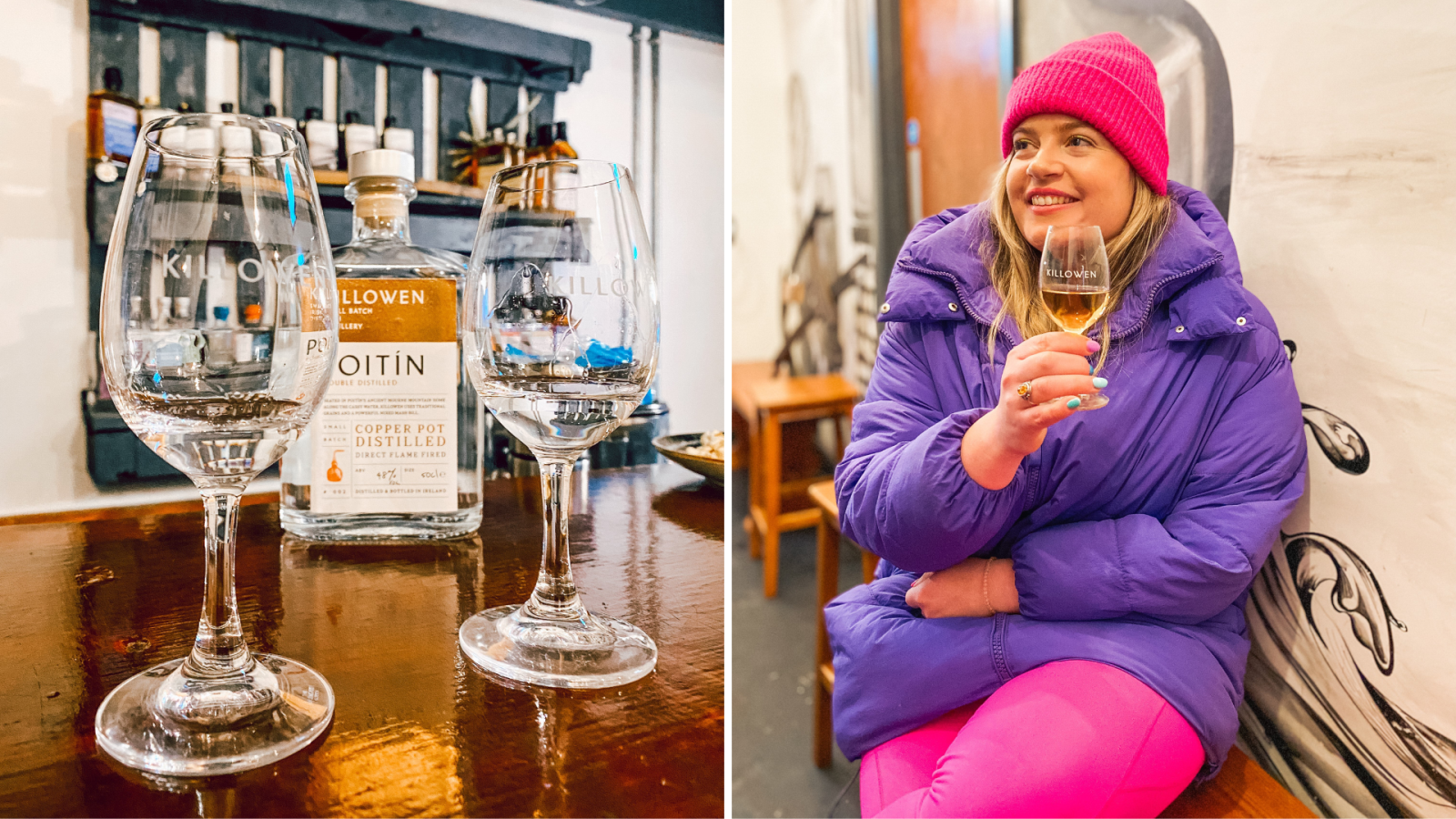 Tara Povey enjoying a tasting tour at Killowen Distillery